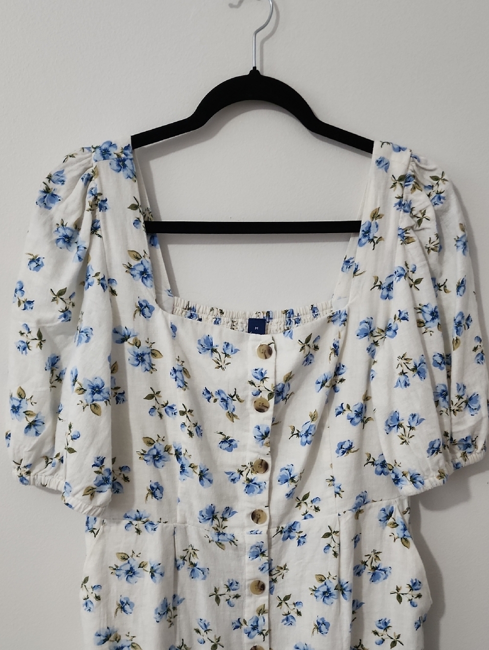 Old Navy White Floral Dress with Blue Blossoms